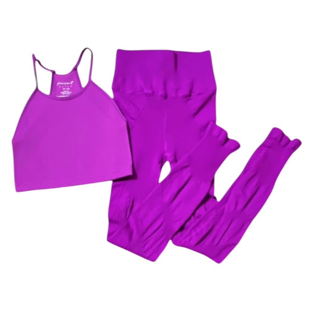 2pc Set- Free People Tank & High Rise 7/8 Ribbed Legging XS/S Purple NWOT
